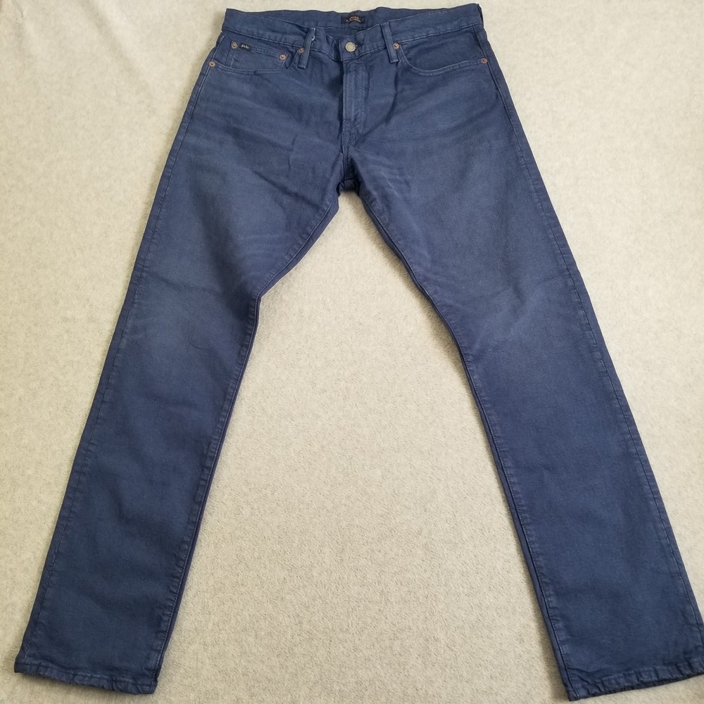 Polo Ralph Lauren Varick Jeans Mens 34x32 Dark Blue Slim Straight Denim